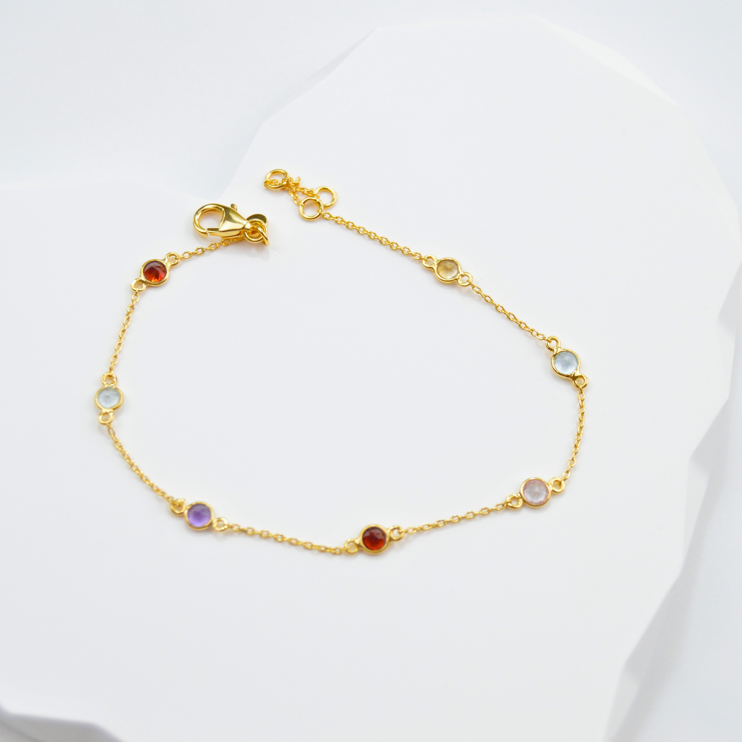 Bezel-Set Multi Gemstone Bracelet