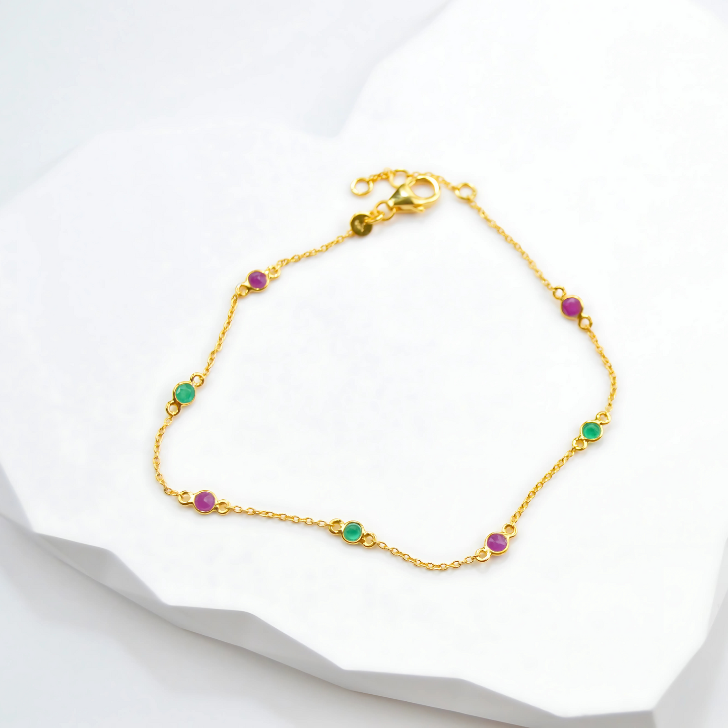 Bezel-Set Multi Gemstone Bracelet