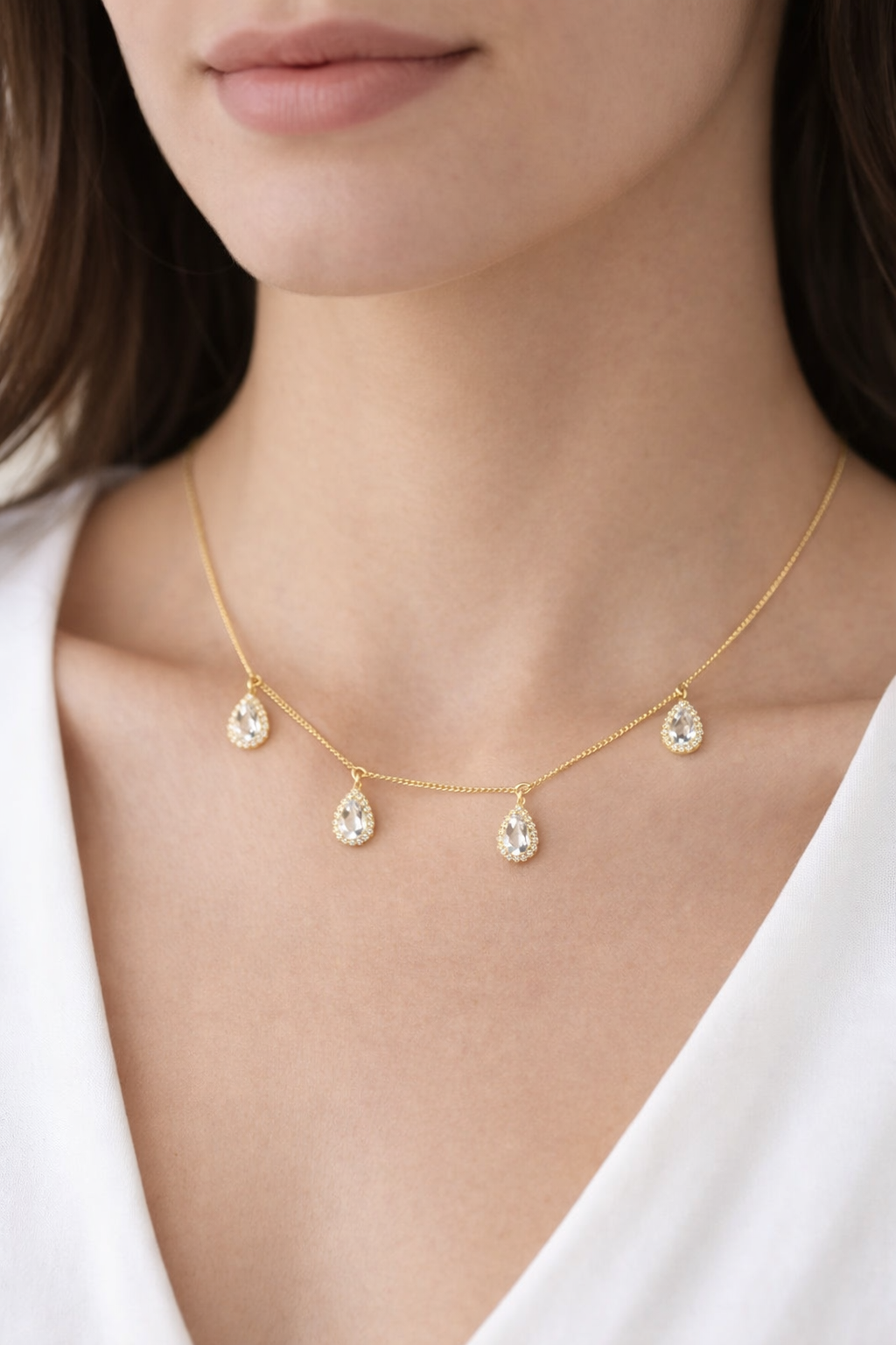 Four Stone Pear Necklace