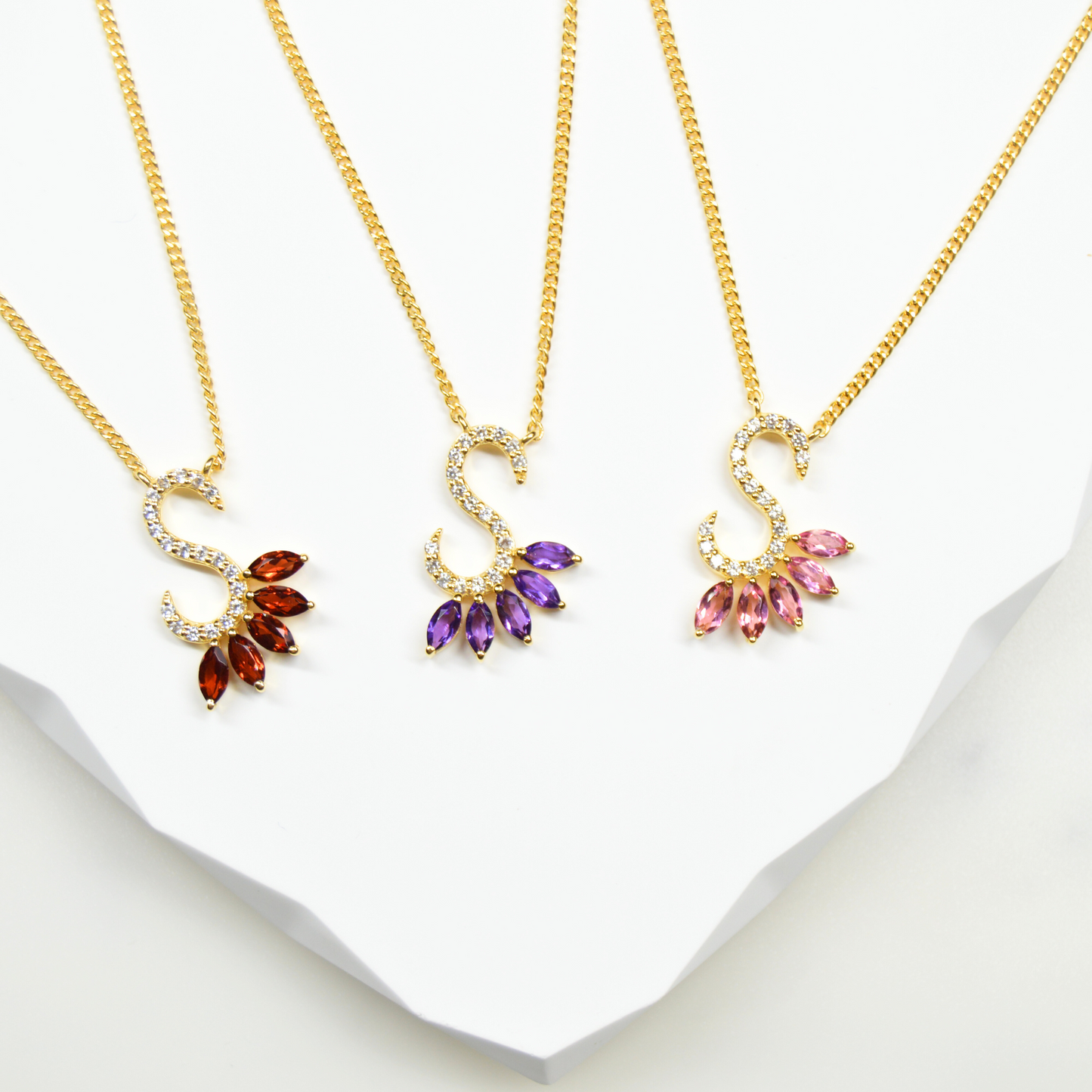 Initial Gemstone Necklace - English