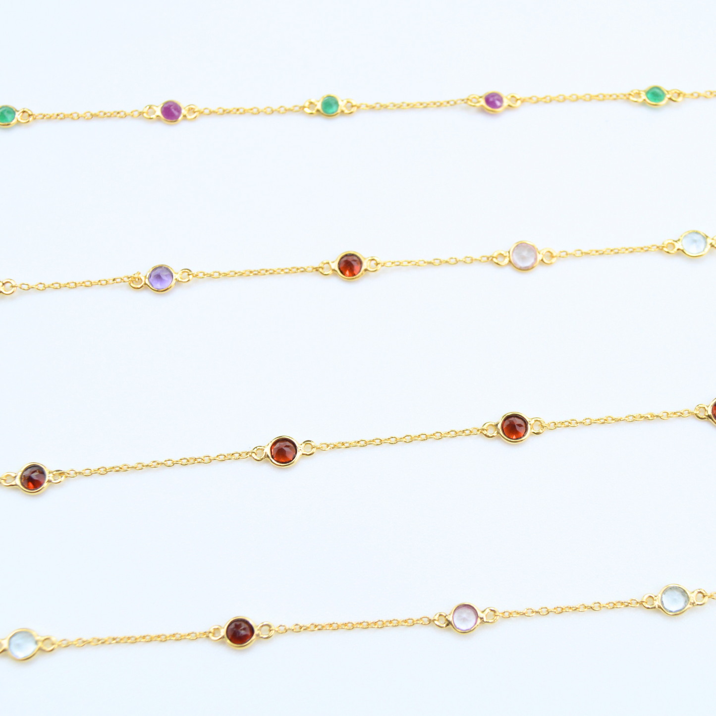 Bezel-Set Multi Gemstone Bracelet