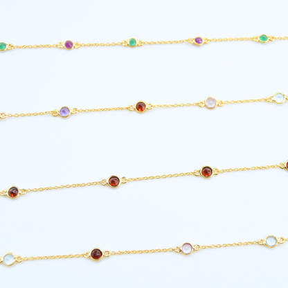 Bezel-Set Multi Gemstone Bracelet