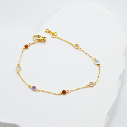 Bezel-Set Multi Gemstone Bracelet