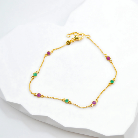 Bezel-Set Multi Gemstone Bracelet