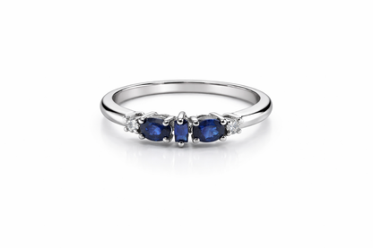 Blue Sapphire and Diamond Ring