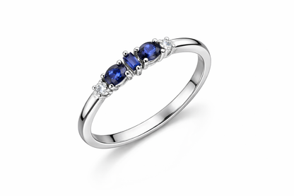 Blue Sapphire and Diamond Ring