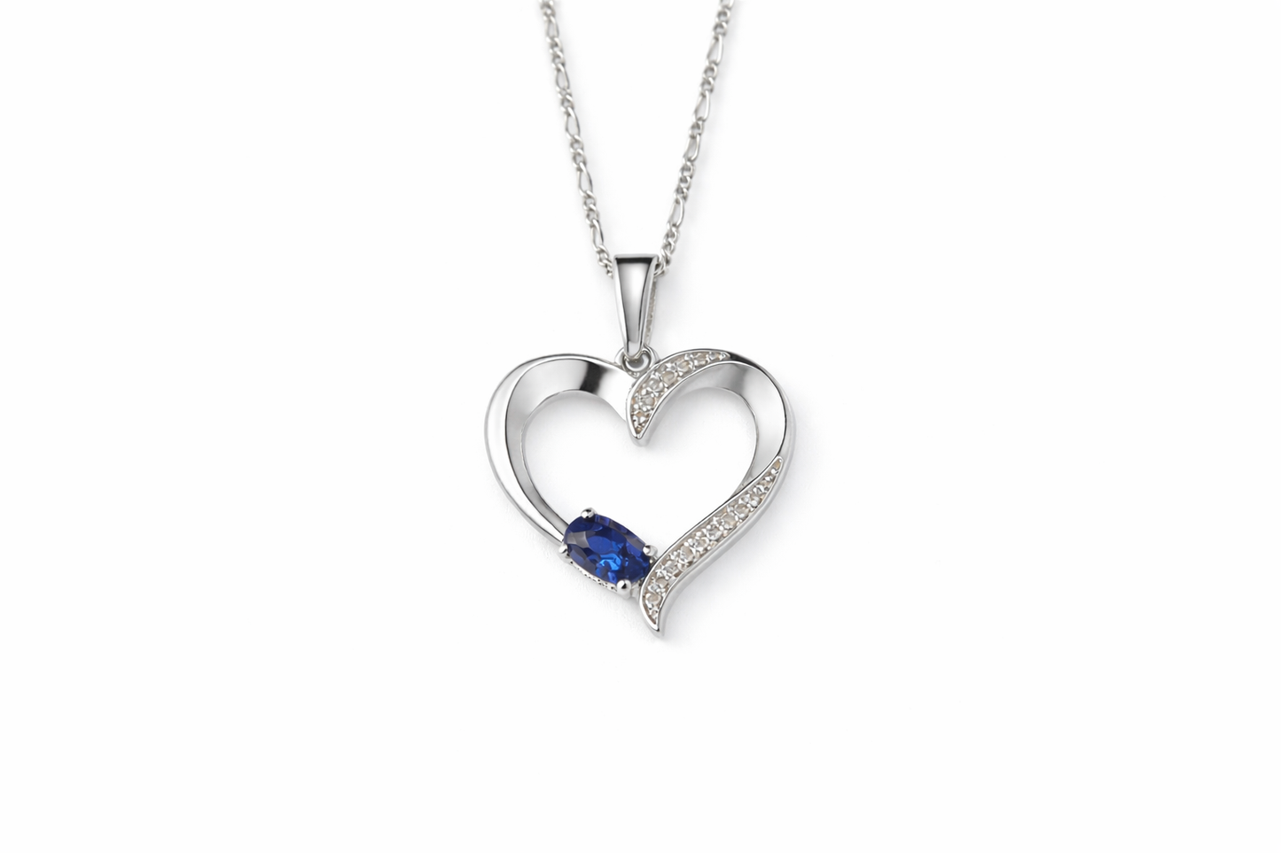 Twilight Heart Sapphire Pendant in Sterling Silver