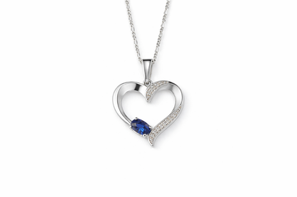 Twilight Heart Sapphire Pendant in Sterling Silver