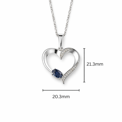 Twilight Heart Sapphire Pendant in Sterling Silver