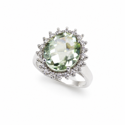 Green Amethyst Oval Ring