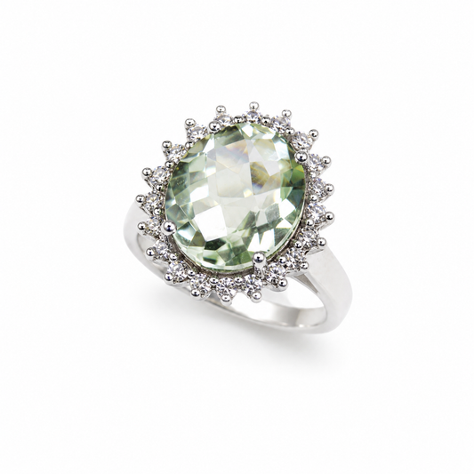 Green Amethyst Oval Ring