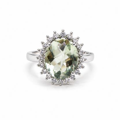 Green Amethyst Oval Ring