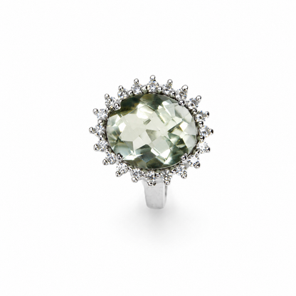 Green Amethyst Oval Ring