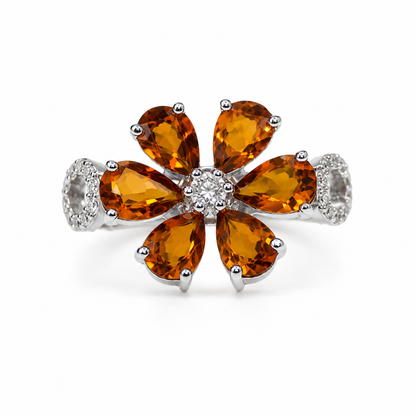 Citrine Flower Ring