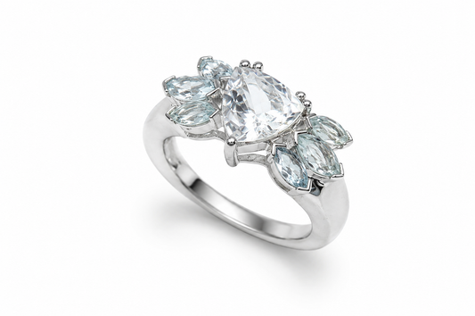 Aquamarine Three Stone Ring