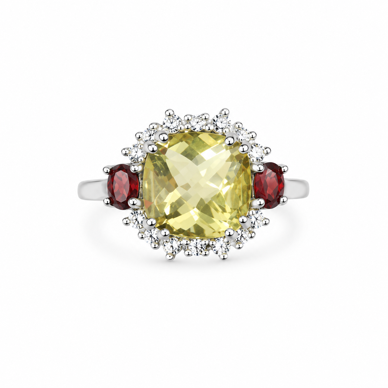 Lemon Topaz - Garnet Ring