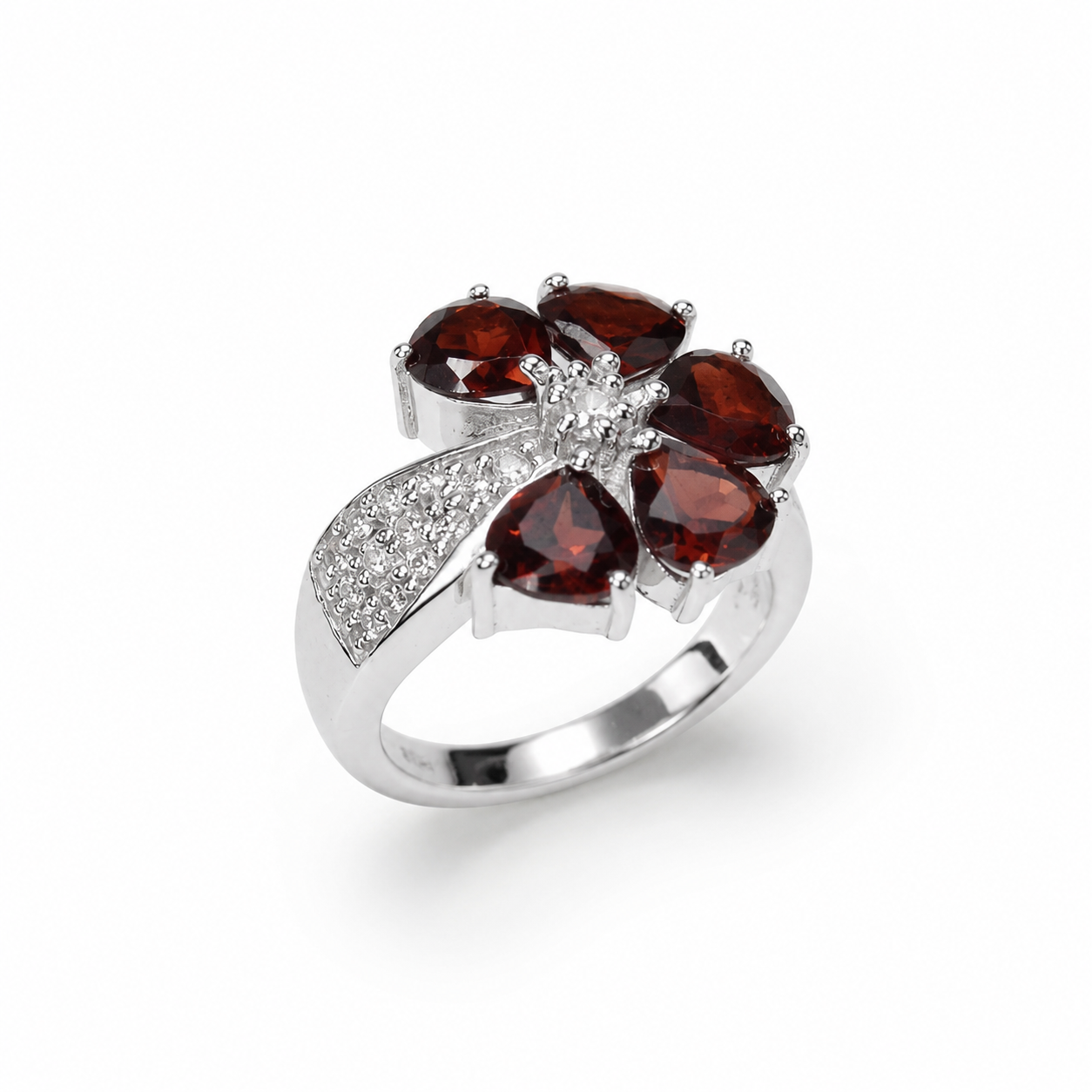 Garnet Flower Ring