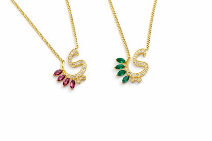 Initial Gemstone Necklace - Arabic