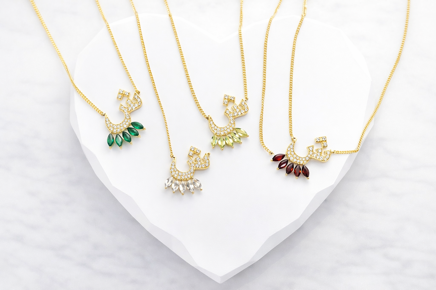 Initial Gemstone Necklace - Arabic