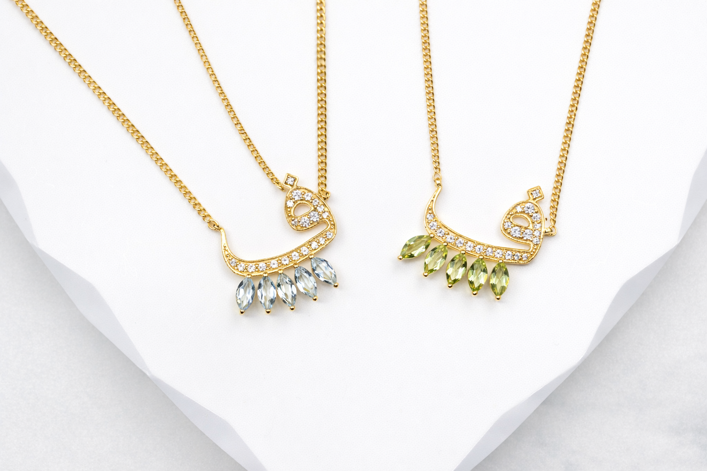 Initial Gemstone Necklace - Arabic