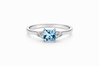 Princess Cut Aquamarine Ring