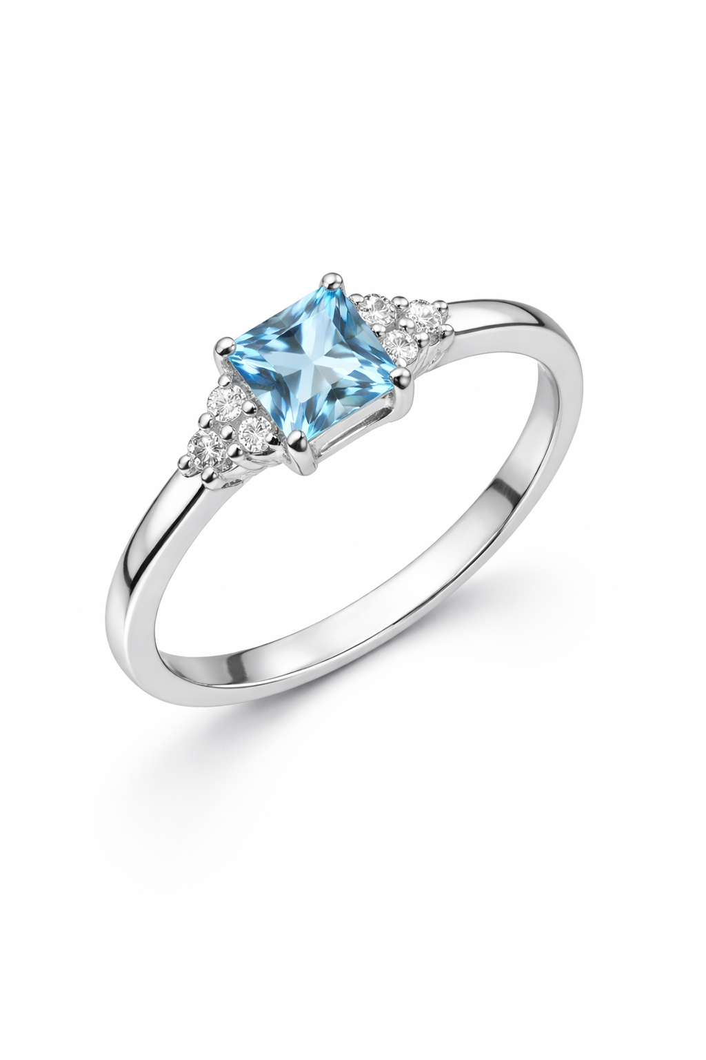 Princess Cut Aquamarine Ring