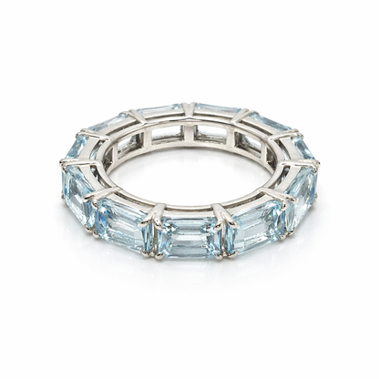 Aquamarine Eternity Ring in Sterling Silver