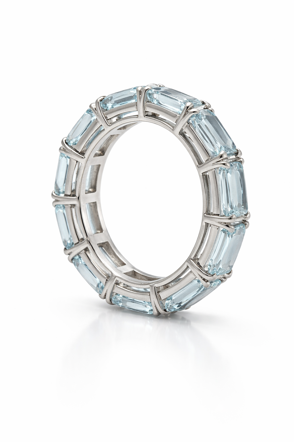 Aquamarine Eternity Ring in Sterling Silver