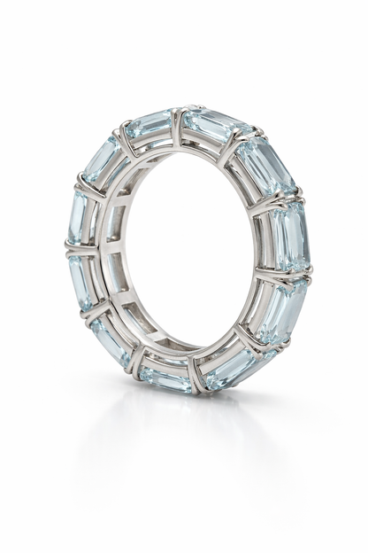 Aquamarine Eternity Ring in Sterling Silver
