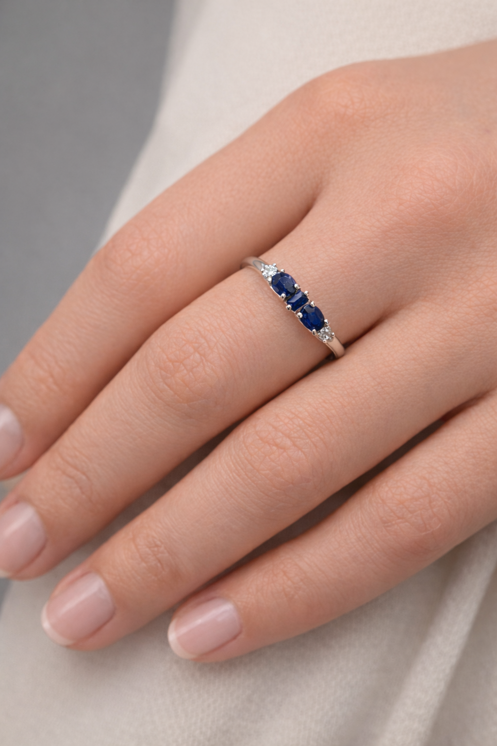 Blue Sapphire and Diamond Ring