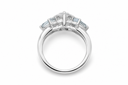 Aquamarine Three Stone Ring