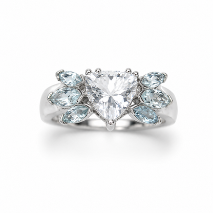 Aquamarine Three Stone Ring