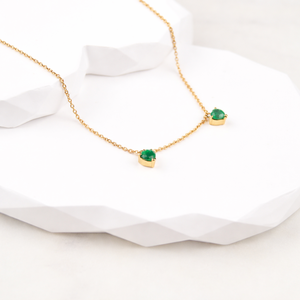 Evergreen Hearts - Emerald necklace