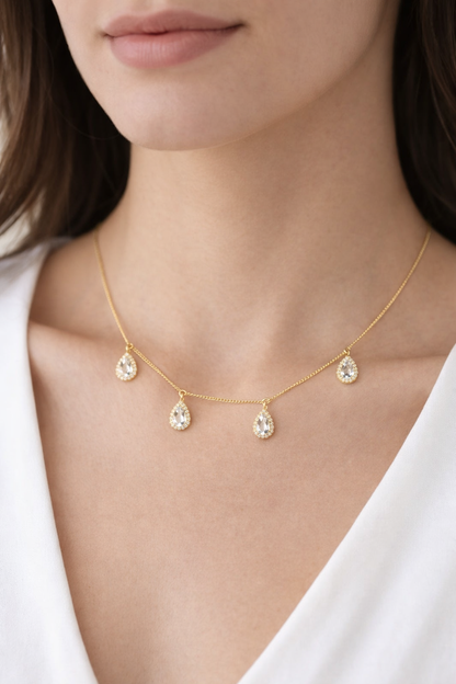 Four Stone Pear Necklace