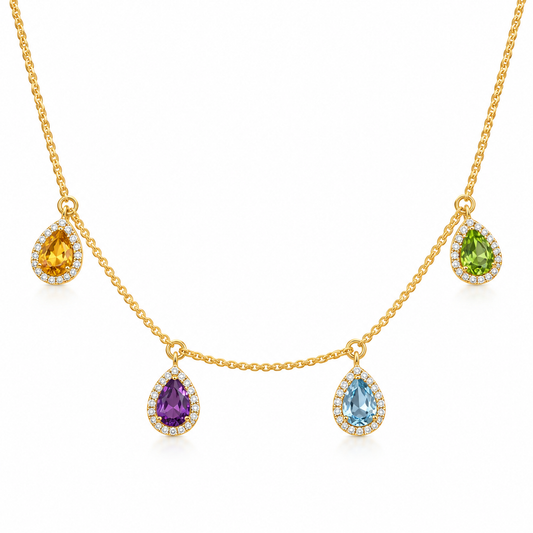 Four Stone Pear Necklace