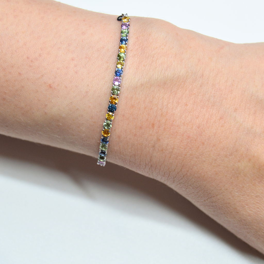 Multi Sapphire Half Tennis Bracelet