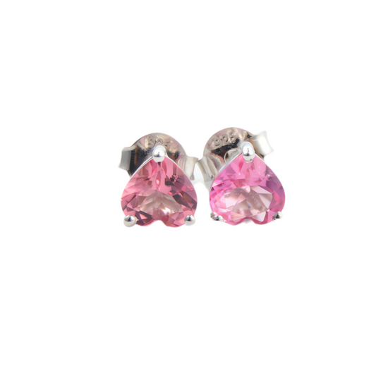 Pink Tourmaline Stud Earrings in Sterling Silver