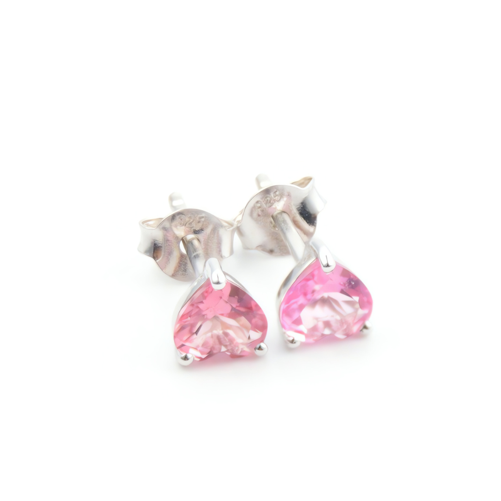 Pink Tourmaline Stud Earrings in Sterling Silver