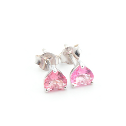 Pink Tourmaline Stud Earrings in Sterling Silver