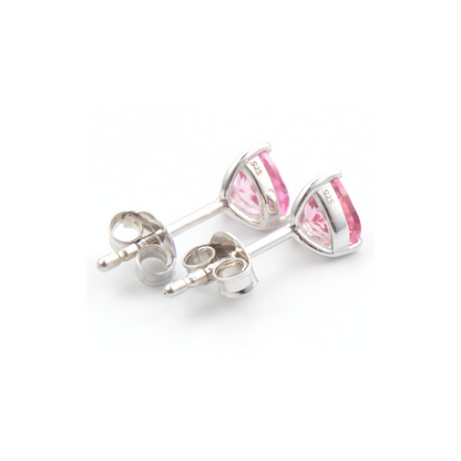 Pink Tourmaline Stud Earrings in Sterling Silver