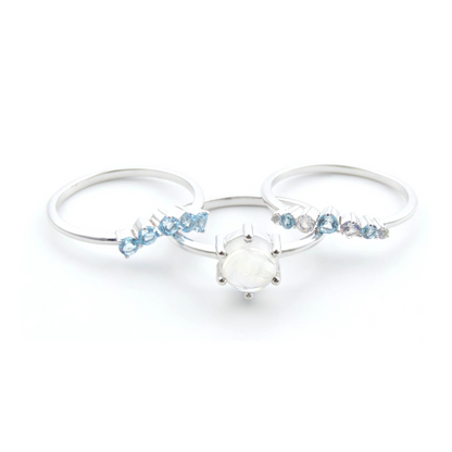 Celestial Glow Trio Ring Set in Sterling Silver