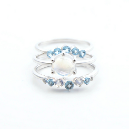 Celestial Glow Trio Ring Set in Sterling Silver