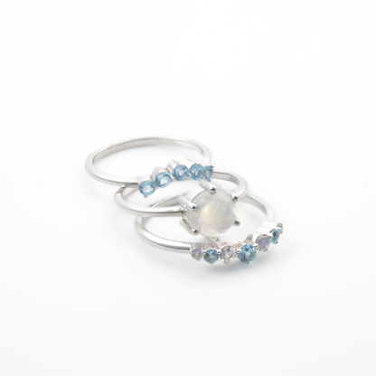 Celestial Glow Trio Ring Set in Sterling Silver