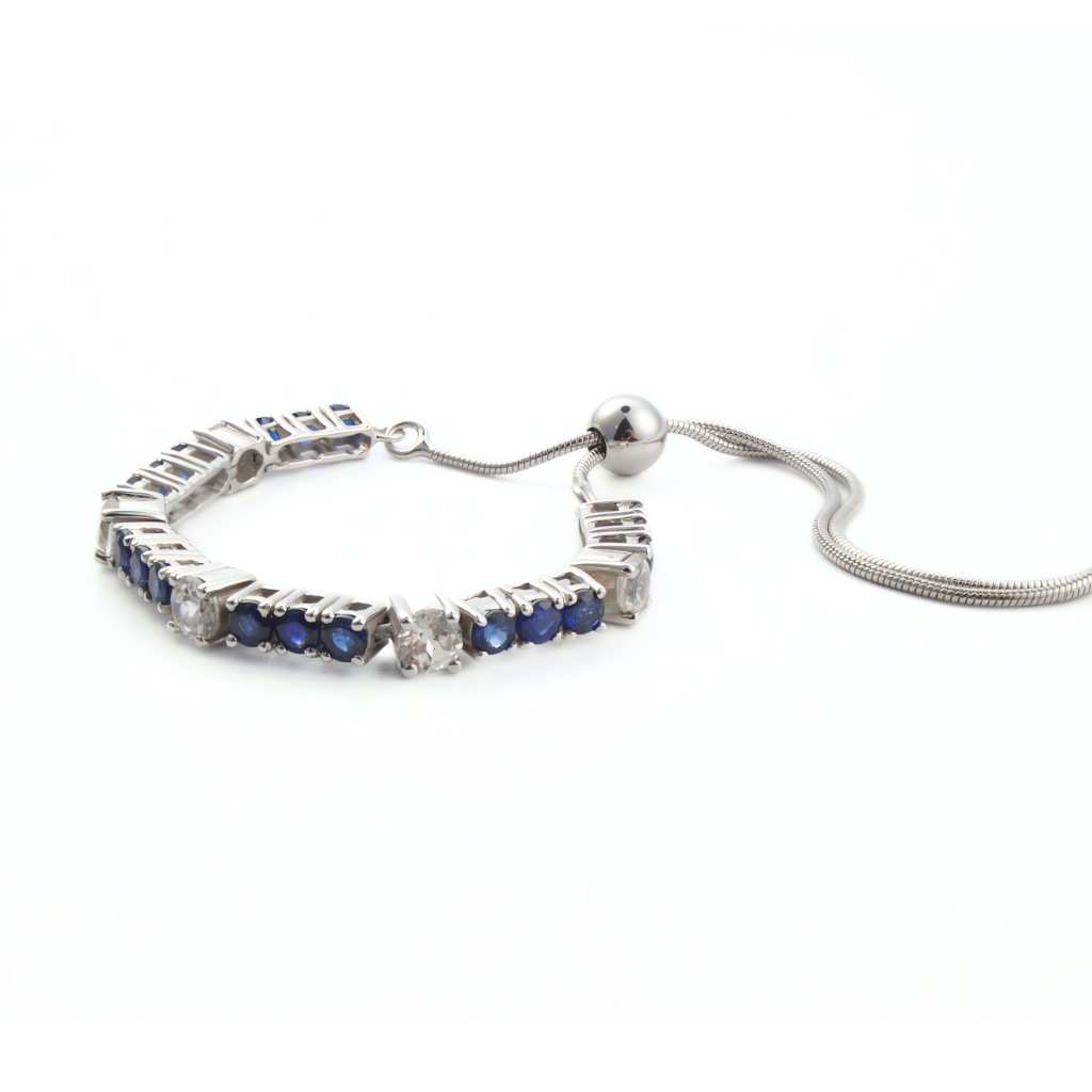 Blue Sapphire Tennis Bracelet in Sterling Silver