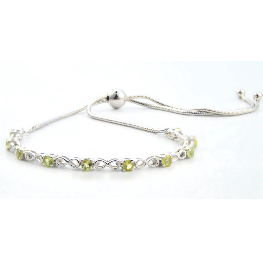 Peridot Infinity Tennis Bracelet in Sterling Silver