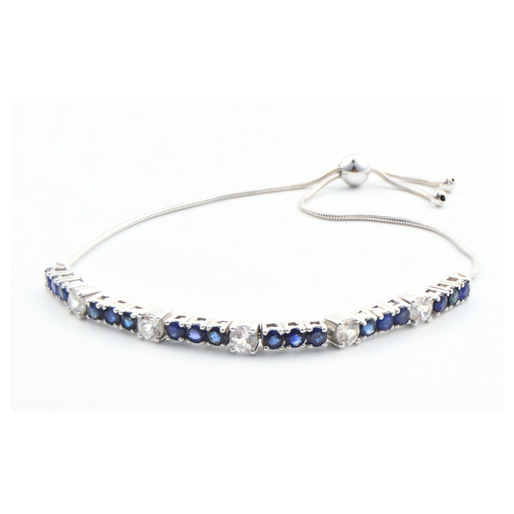 Blue Sapphire Tennis Bracelet in Sterling Silver