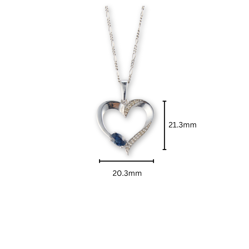 Twilight Heart Sapphire Pendant in Sterling Silver