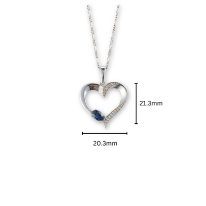 Twilight Heart Sapphire Pendant in Sterling Silver