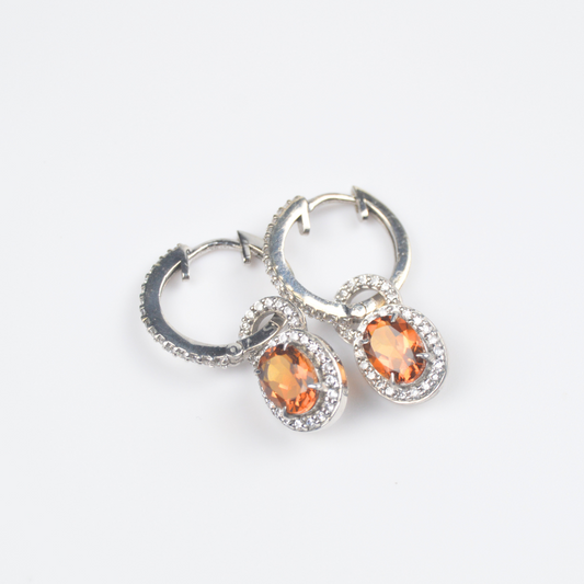 Citrine sterling silver hoop earring