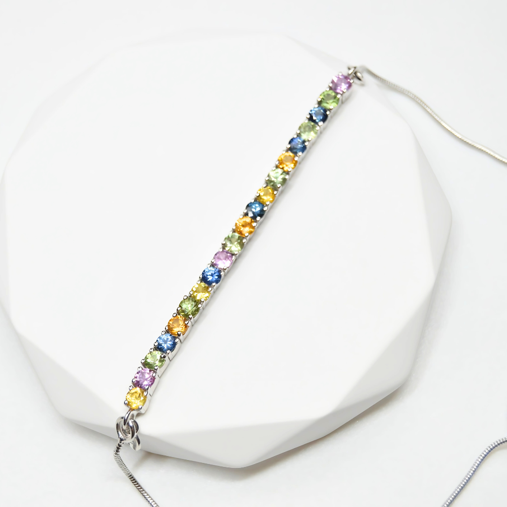 Multi Sapphire Half Tennis Bracelet